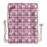 Pink plaid pattern Drawstring Bag (Large)