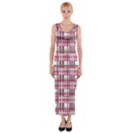Pink plaid pattern Fitted Maxi Dress