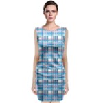 Blue plaid pattern Classic Sleeveless Midi Dress