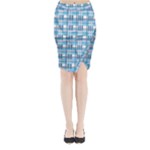 Blue plaid pattern Midi Wrap Pencil Skirt