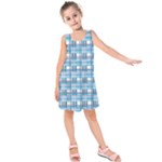 Blue plaid pattern Kids  Sleeveless Dress