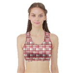 Red plaid pattern Sports Bra with Border