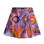 Crystal Star Dance, Abstract Purple Orange Mini Flare Skirt