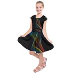 Abstract Rainbow Lily, Colorful Mystical Flower  Kids  Short Sleeve Dress