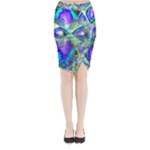Abstract Peacock Celebration, Golden Violet Teal Midi Wrap Pencil Skirt