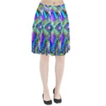 Abstract Peacock Celebration, Golden Violet Teal Pleated Skirt