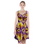 Golden Violet Crystal Palace, Abstract Cosmic Explosion Racerback Midi Dress