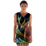 Peacock Symphony, Abstract Rainbow Music Wrap Front Bodycon Dress