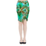 Spring Leaves, Abstract Crystal Flower Garden Midi Wrap Pencil Skirt