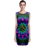 Star Of Leaves, Abstract Magenta Green Forest Classic Sleeveless Midi Dress