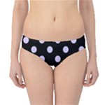 Polka Dots - Pale Lavender Violet on Black Hipster Bikini Bottoms