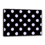 Polka Dots - Pale Lavender Violet on Black Canvas 18  x 12  (Stretched)