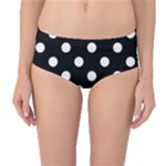 Polka Dots - Seashell on Black Mid-Waist Bikini Bottoms