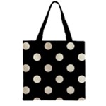 Polka Dots - Beige on Black Zipper Grocery Tote Bag