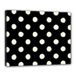 Polka Dots - Beige on Black Canvas 20  x 16  (Stretched)