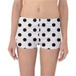 Polka Dots - Black on Linen Reversible Boyleg Bikini Bottoms