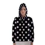 Polka Dots - Linen on Black Hooded Wind Breaker (Women)