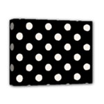 Polka Dots - Linen on Black Deluxe Canvas 14  x 11  (Stretched)