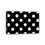 Polka Dots - Linen on Black Mini Canvas 6  x 4  (Stretched)