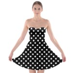Polka Dots - Ivory on Black Strapless Bra Top Dress