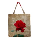 Red Rose Art Grocery Tote Bag