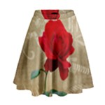Red Rose Art High Waist Skirt
