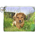 Puppy In Grass Canvas Cosmetic Bag (XXXL)