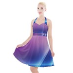 Purple Blue Wave Halter Party Swing Dress 