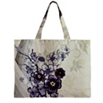 Purple Flower Art Zipper Mini Tote Bag