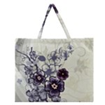 Purple Flower Art Zipper Large Tote Bag