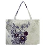 Purple Flower Art Zipper Medium Tote Bag