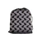 Black Cats On Gray Drawstring Pouch (Large)