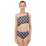 Black Cats On Gray Spliced Up Two Piece Swimsuit