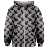 Black Cats On Gray Kids  Zipper Hoodie Without Drawstring