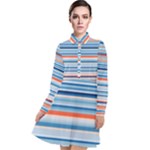 Blue And Coral Stripe 2 Long Sleeve Chiffon Shirt Dress