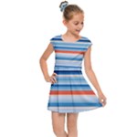 Blue And Coral Stripe 2 Kids  Cap Sleeve Dress