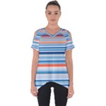 Blue And Coral Stripe 2 Cut Out Side Drop Tee