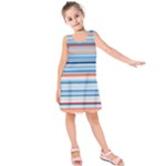 Blue And Coral Stripe 2 Kids  Sleeveless Dress