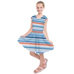 Blue And Coral Stripe 2 Kids  Short Sleeve Dress