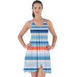 Blue And Coral Stripe 2 Show Some Back Chiffon Dress