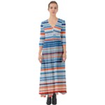 Blue And Coral Stripe 2 Button Up Boho Maxi Dress