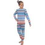 Blue And Coral Stripe 2 Kids  Long Sleeve Set 