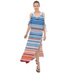 Blue And Coral Stripe 2 Maxi Chiffon Cover Up Dress