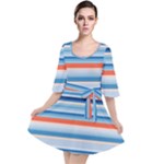 Blue And Coral Stripe 2 Velour Kimono Dress