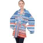 Blue And Coral Stripe 2 Velvet Kimono Robe