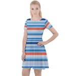 Blue And Coral Stripe 2 Cap Sleeve Velour Dress 
