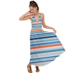 Blue And Coral Stripe 2 Backless Maxi Beach Dress