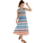 Blue And Coral Stripe 2 Summer Maxi Dress