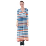 Blue And Coral Stripe 2 Button Up Maxi Dress