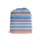 Blue And Coral Stripe 2 Drawstring Pouch (Large)